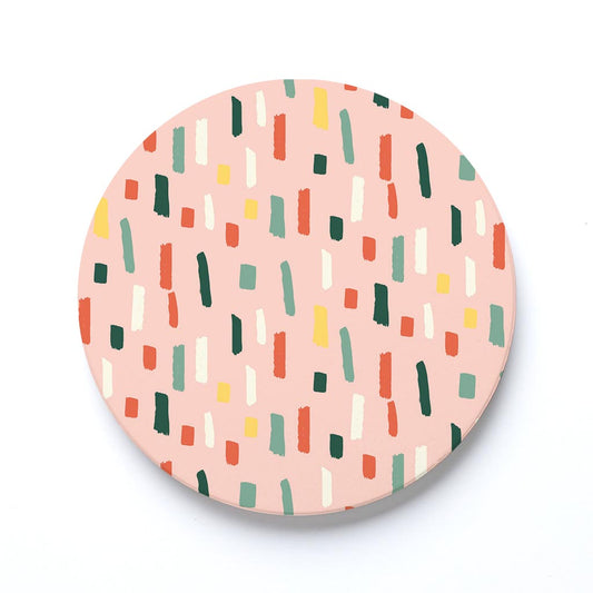 Ceramic Round Coaster-Retro Painted Swatch Pattern 3 -0