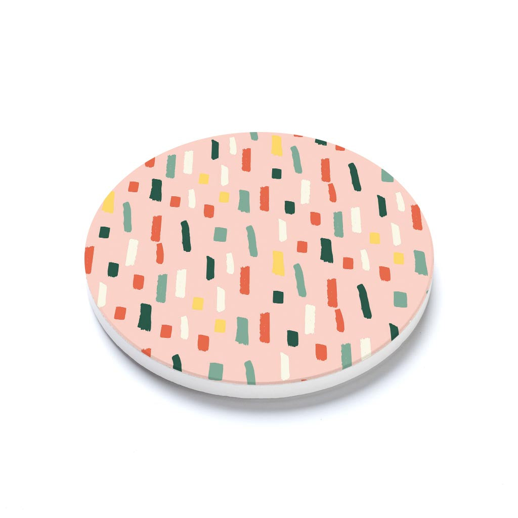 Ceramic Round Coaster-Retro Painted Swatch Pattern 3 -1