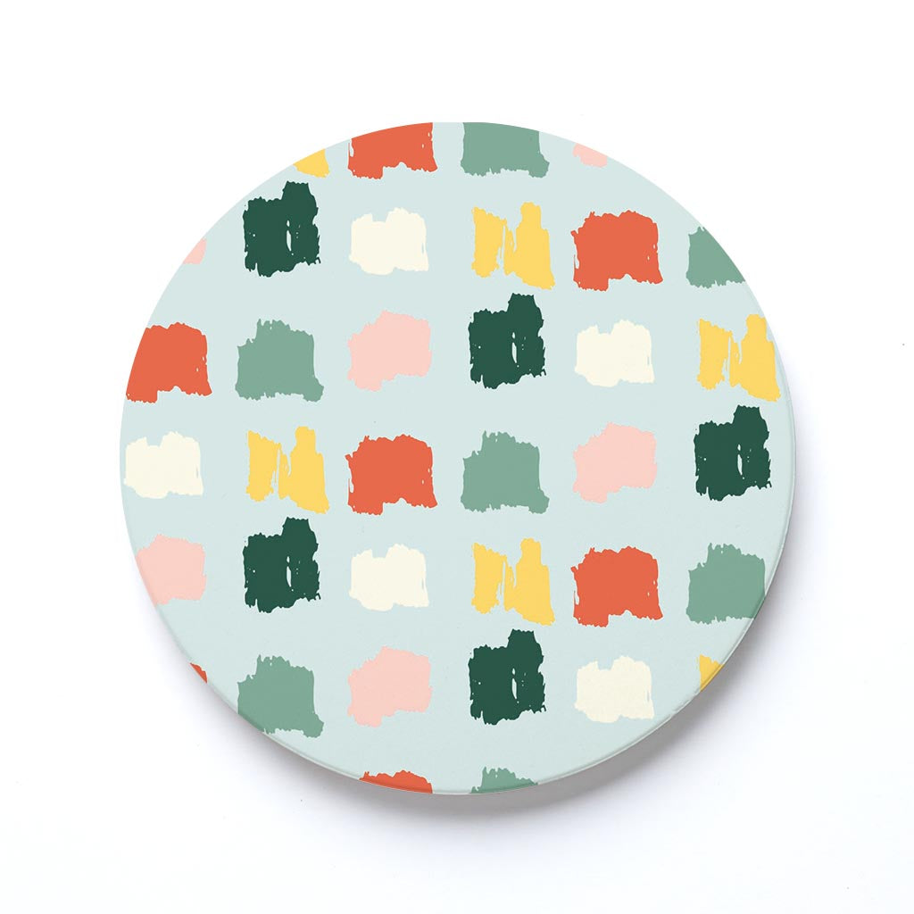 Ceramic Round Coaster-Retro Painted Swatch Pattern 4 -0