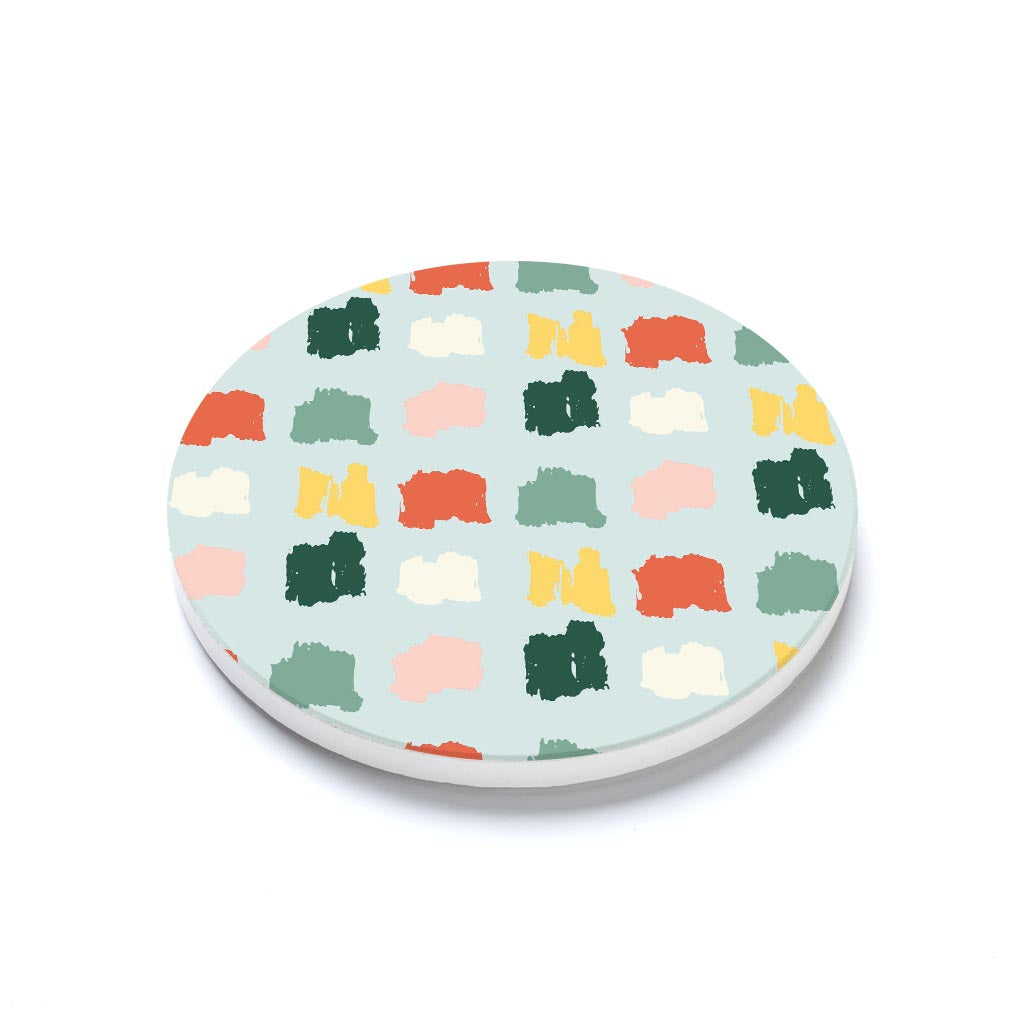 Ceramic Round Coaster-Retro Painted Swatch Pattern 4 -1