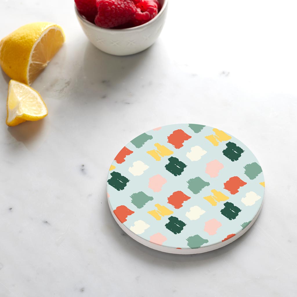 Ceramic Round Coaster-Retro Painted Swatch Pattern 4 -4