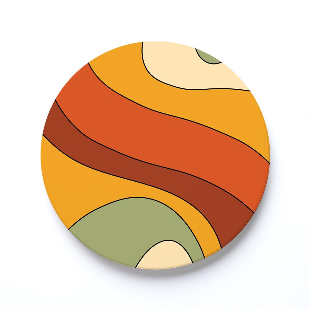 Ceramic Round Coaster-Retro Rainbow Pattern 3 -0