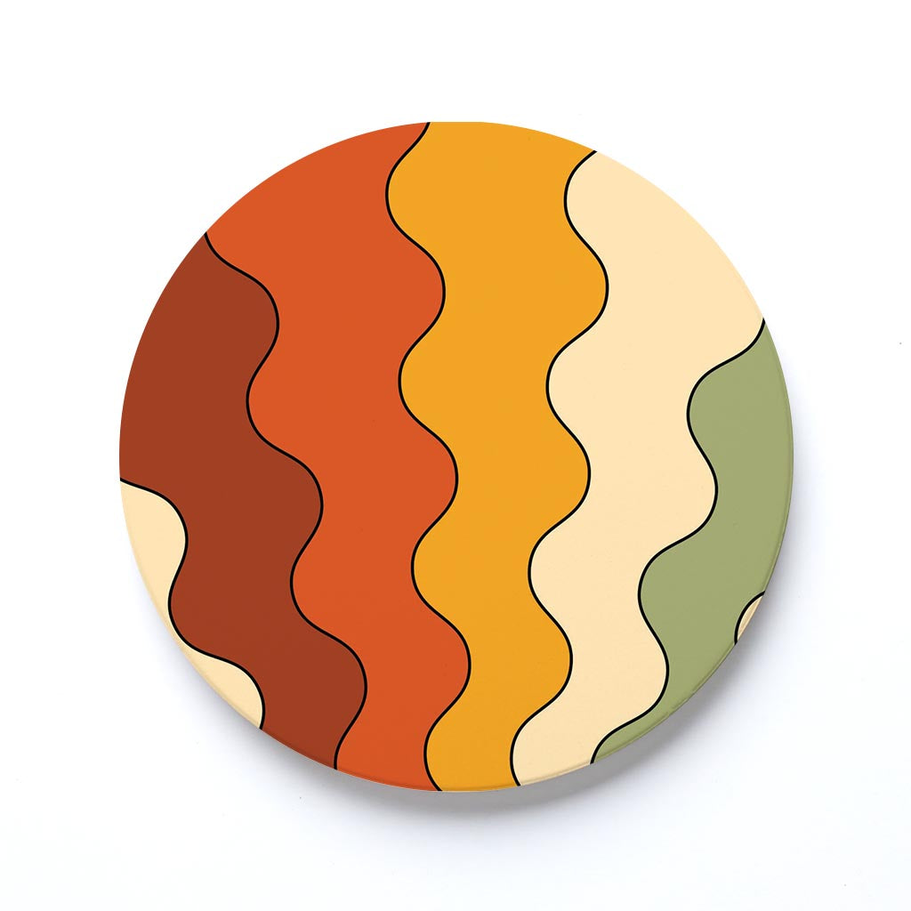 Ceramic Round Coaster-Retro Rainbow Pattern 4 -0