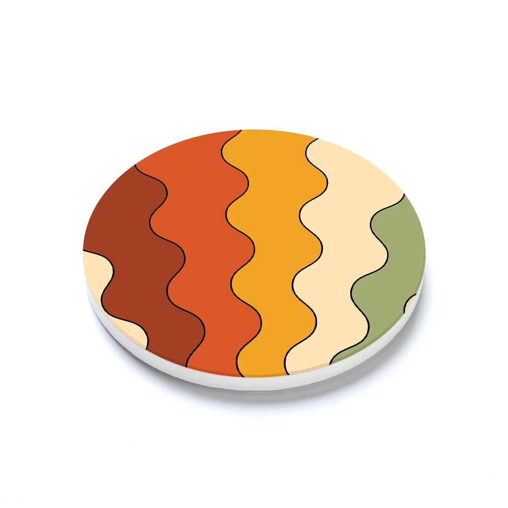 Ceramic Round Coaster-Retro Rainbow Pattern 4 -1