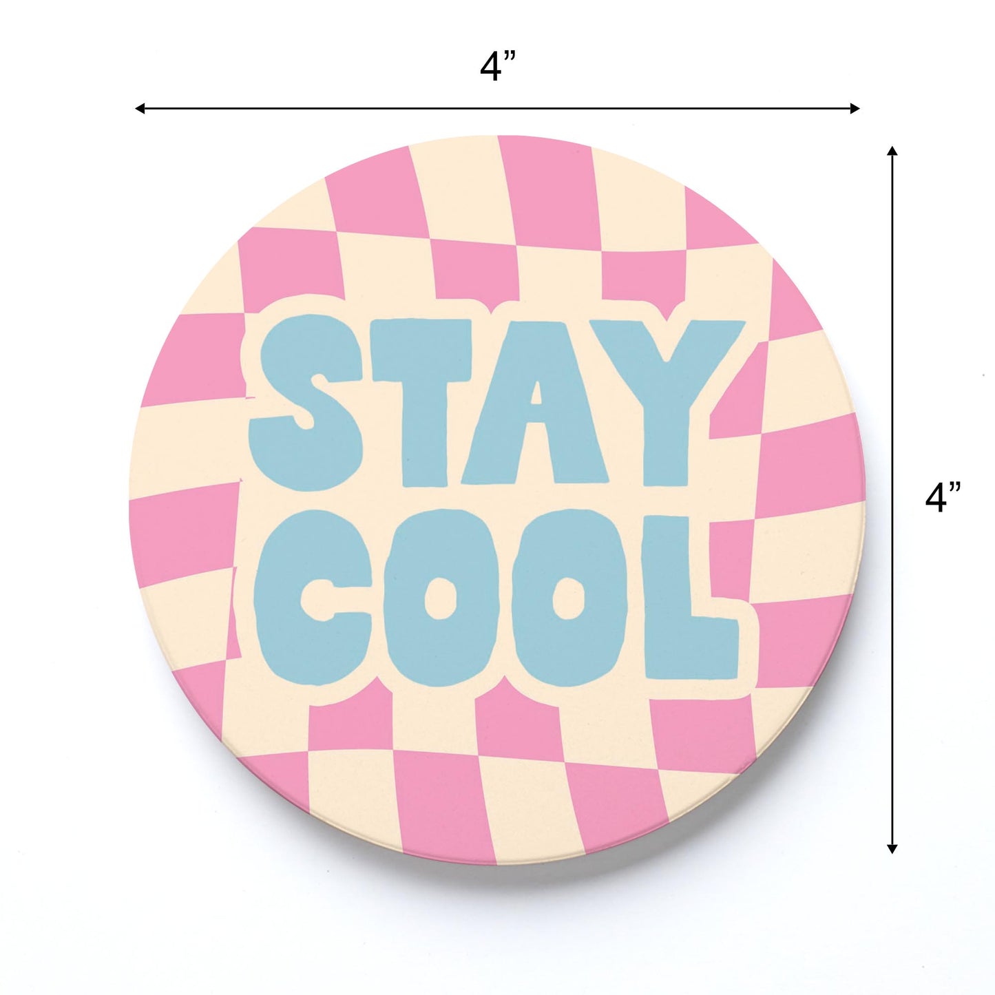 Ceramic Round Coaster-Bright Retro Stay Cool -3