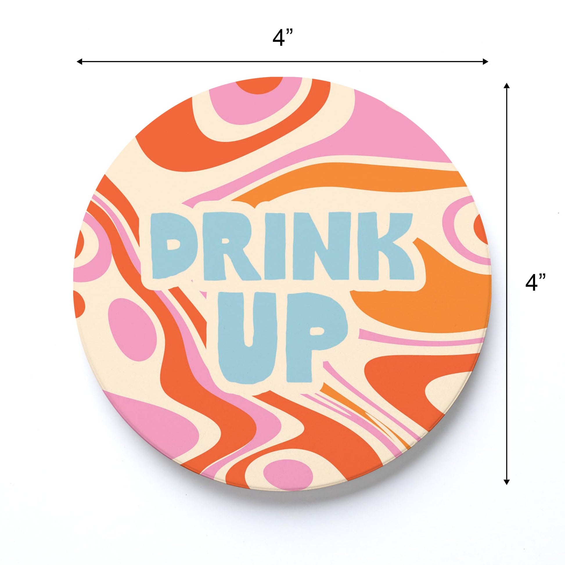 Ceramic Round Coaster-Bright Retro Drink Up -3