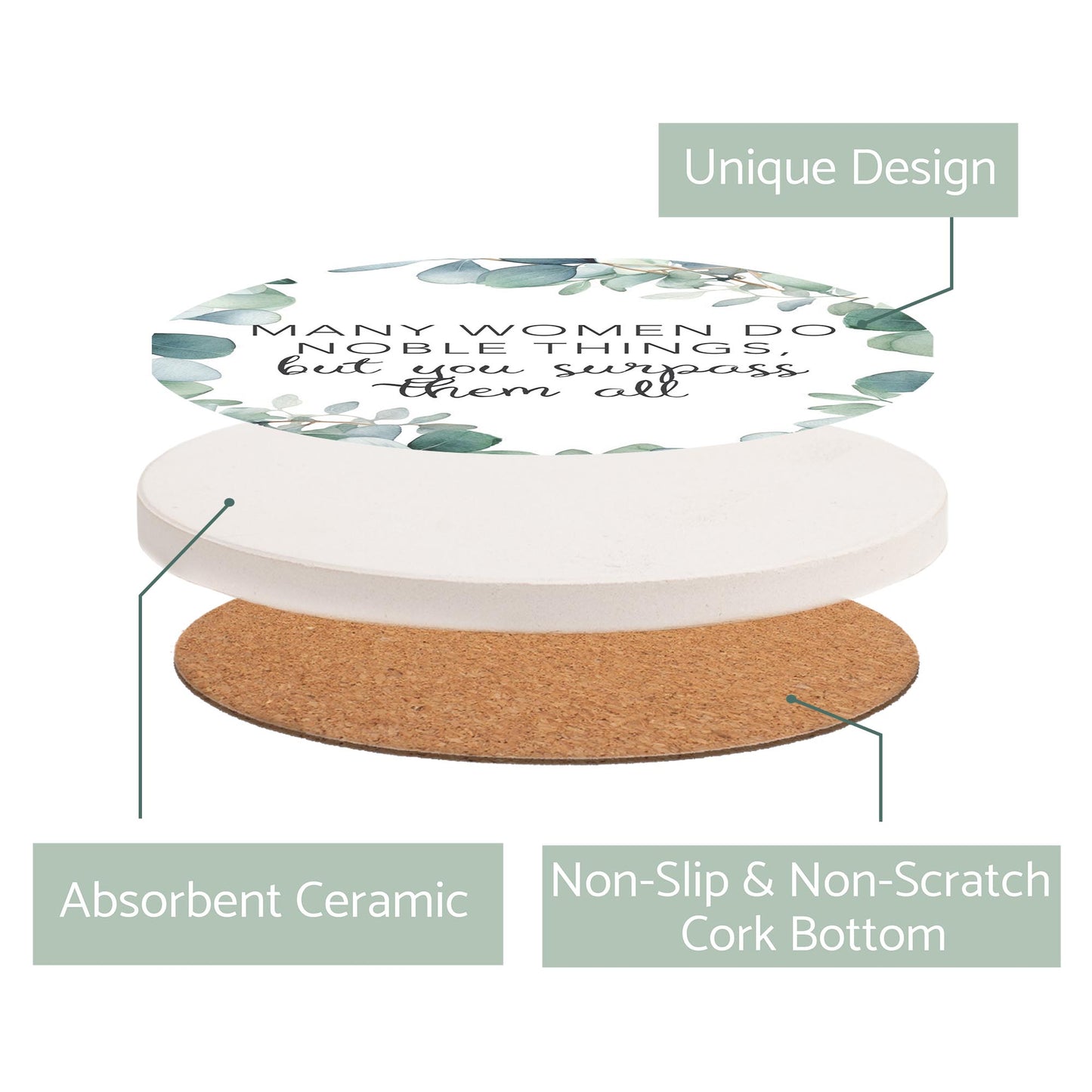 Ceramic Round Coaster-You Surpass Them All -2