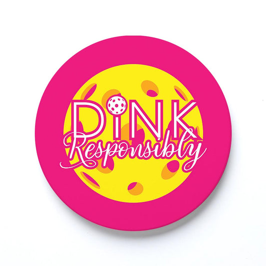 Ceramic Round Coaster-Dink Responsibly Pink -0