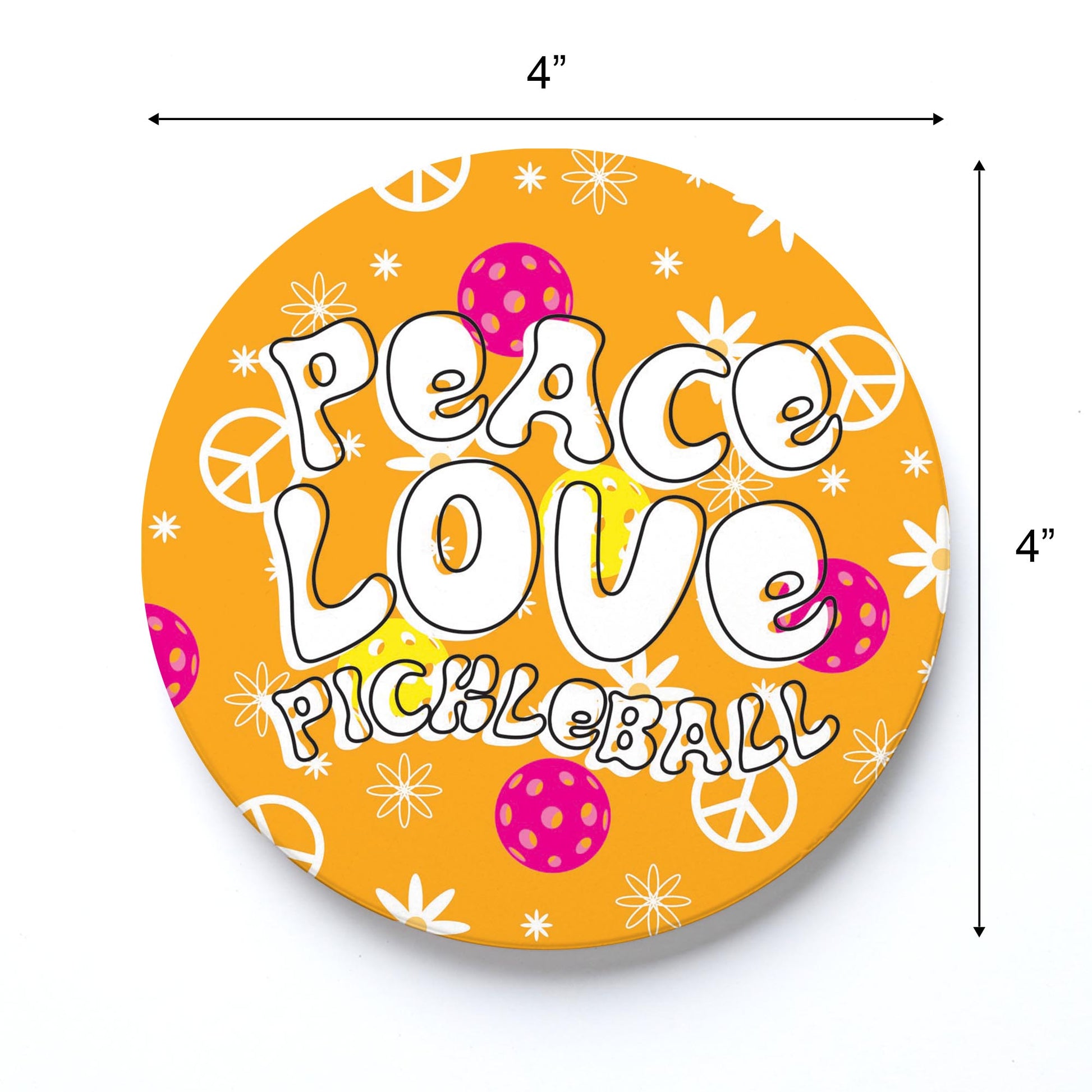 Ceramic Round Coaster-Peace Love Pickleball -3