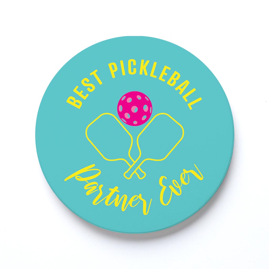 Ceramic Round Coaster-Best Pickleball Partner Ever -0