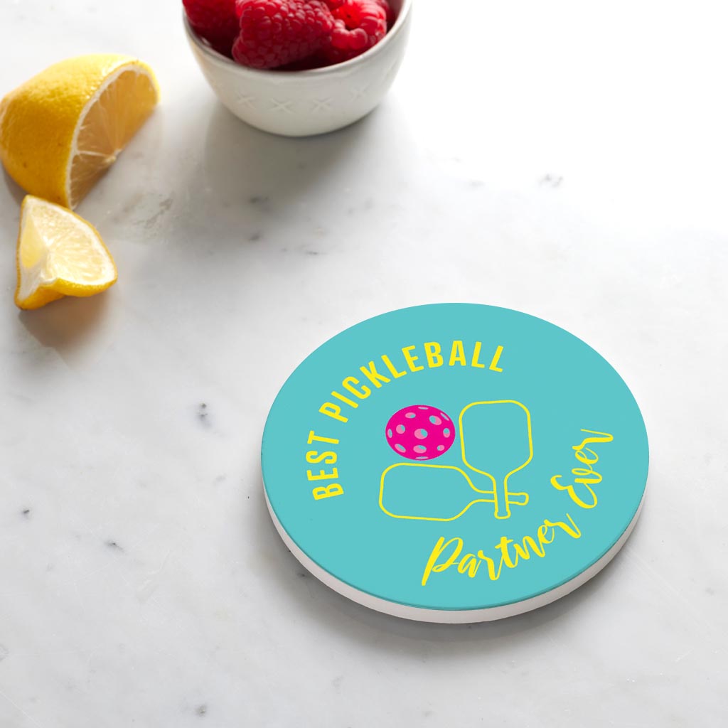 Ceramic Round Coaster-Best Pickleball Partner Ever -4