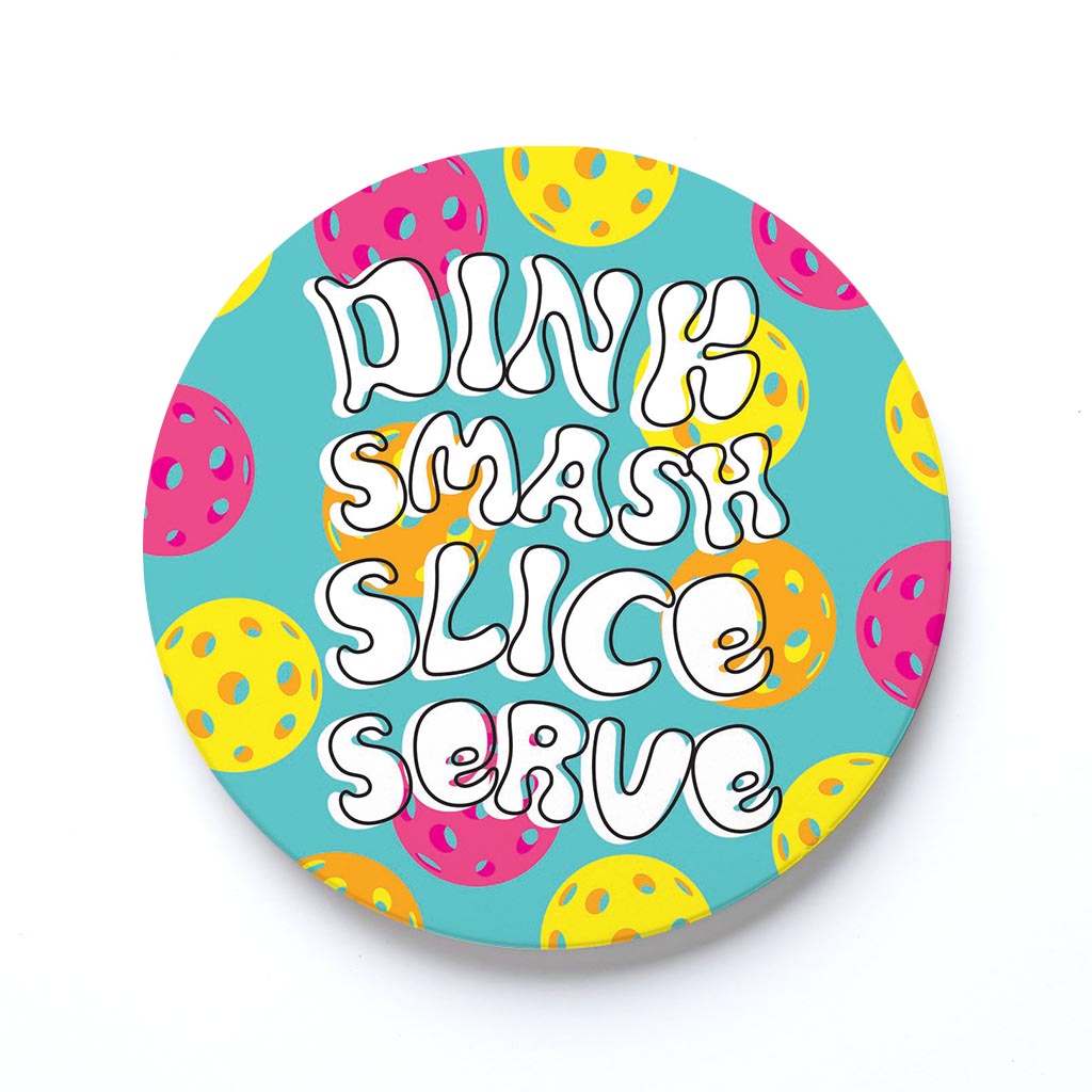 Ceramic Round Coaster-Dink Smash Slice Serve -0