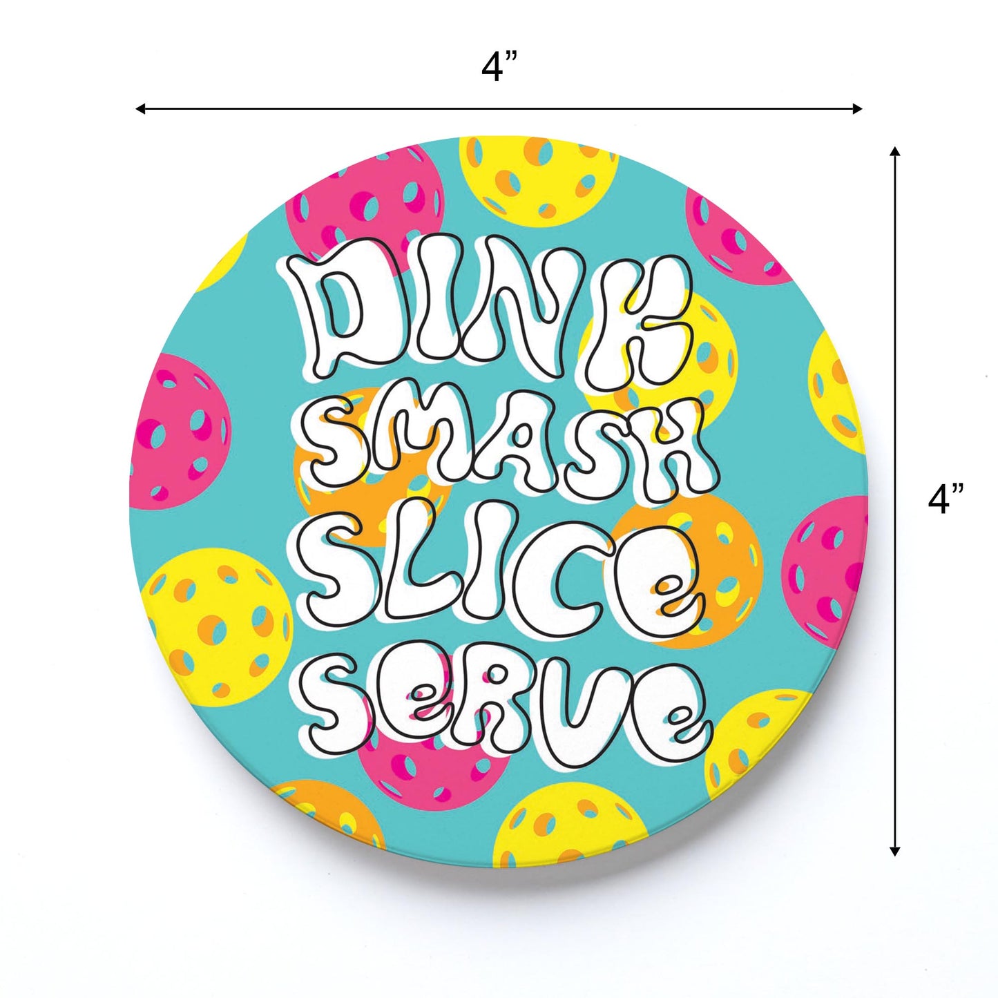 Ceramic Round Coaster-Dink Smash Slice Serve -3