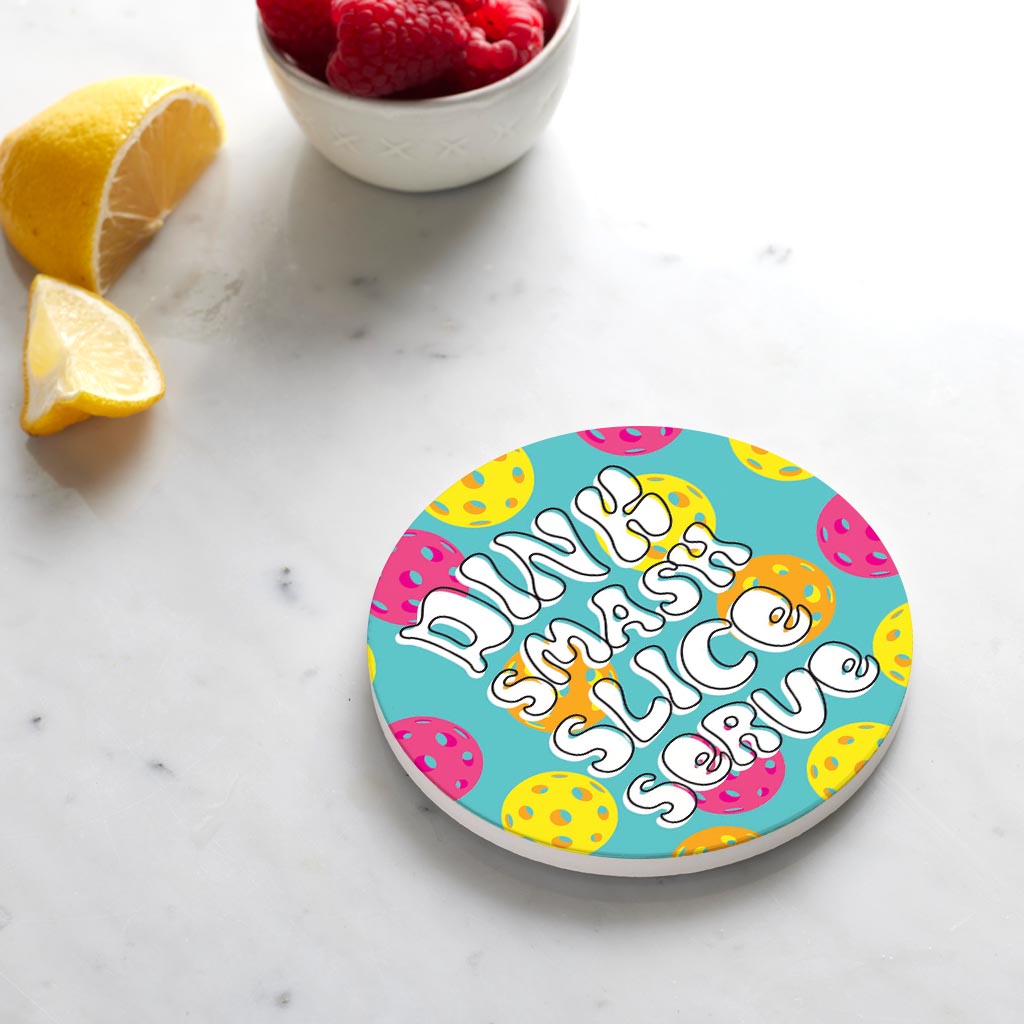 Ceramic Round Coaster-Dink Smash Slice Serve -4