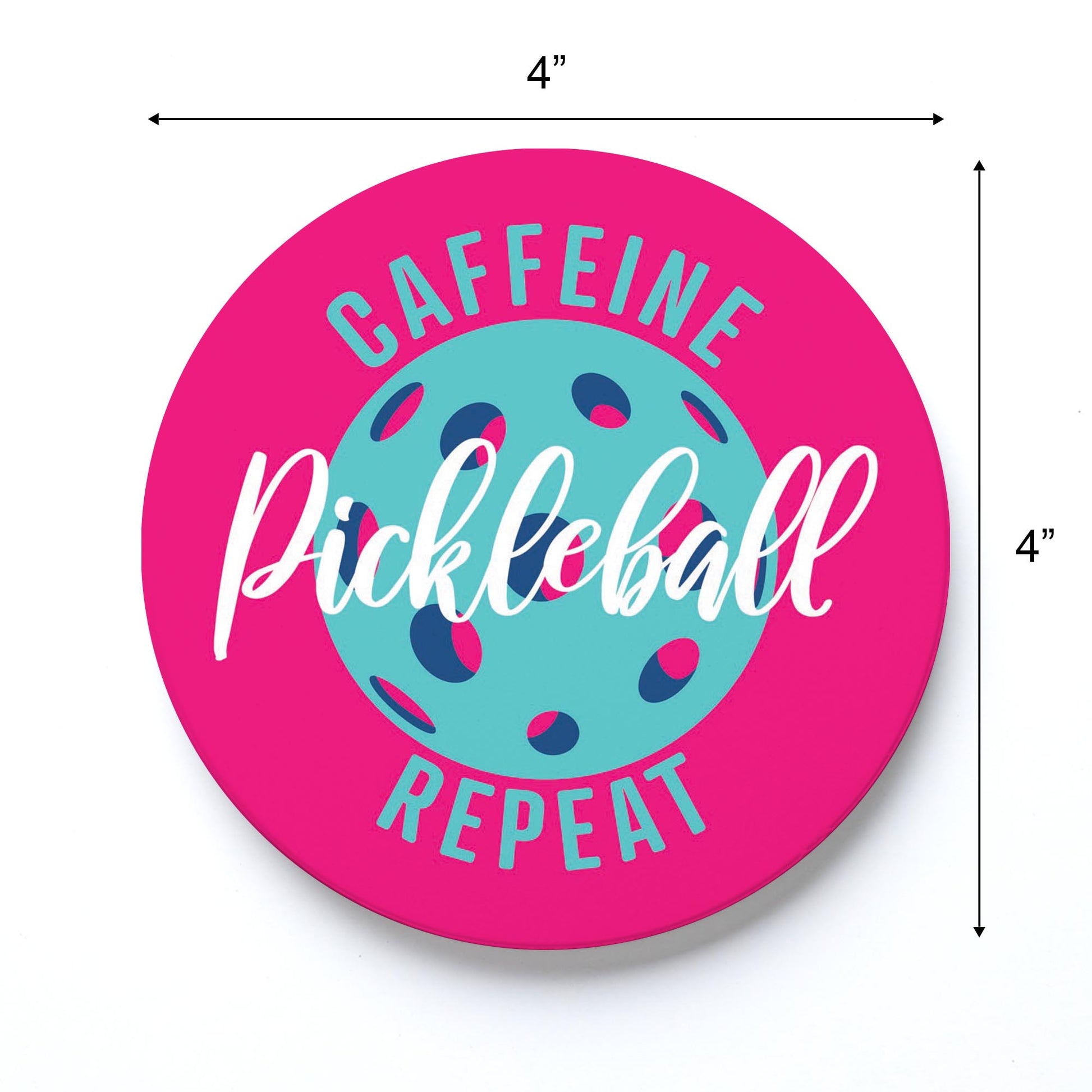 Ceramic Round Coaster-Caffeine Pickleball Repeat -3