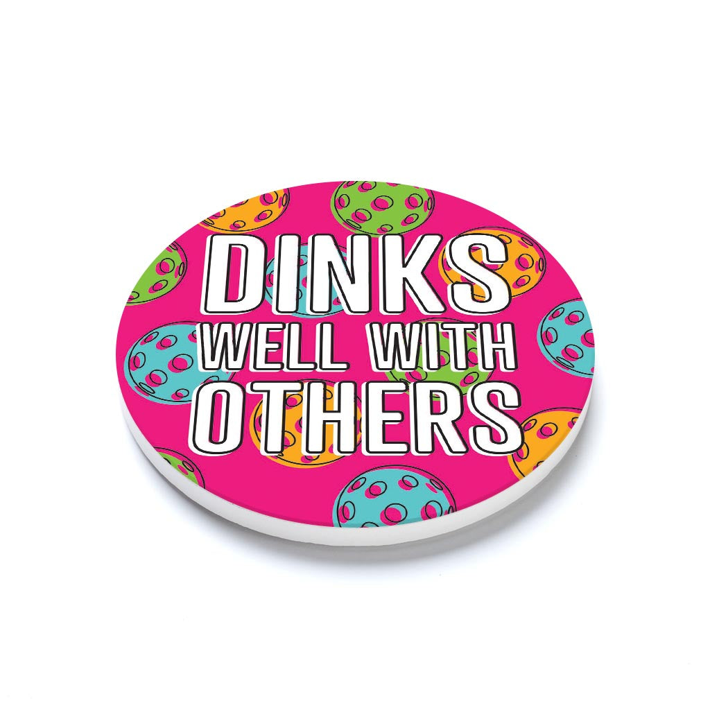 Ceramic Round Coaster-Dinks Well With Others -1