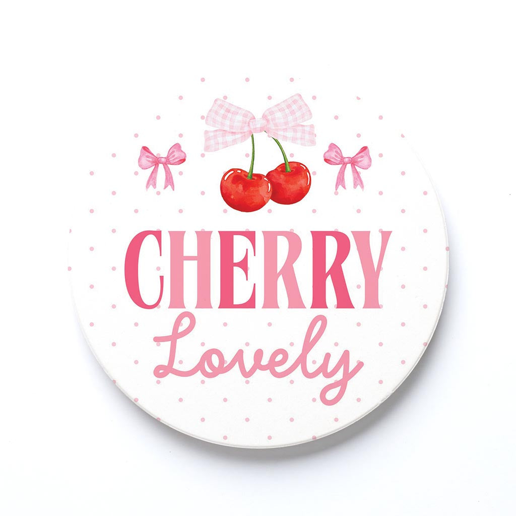 Ceramic Round Coaster-Cherry Lovely