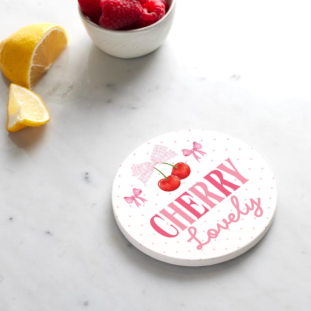 Ceramic Round Coaster-Cherry Lovely