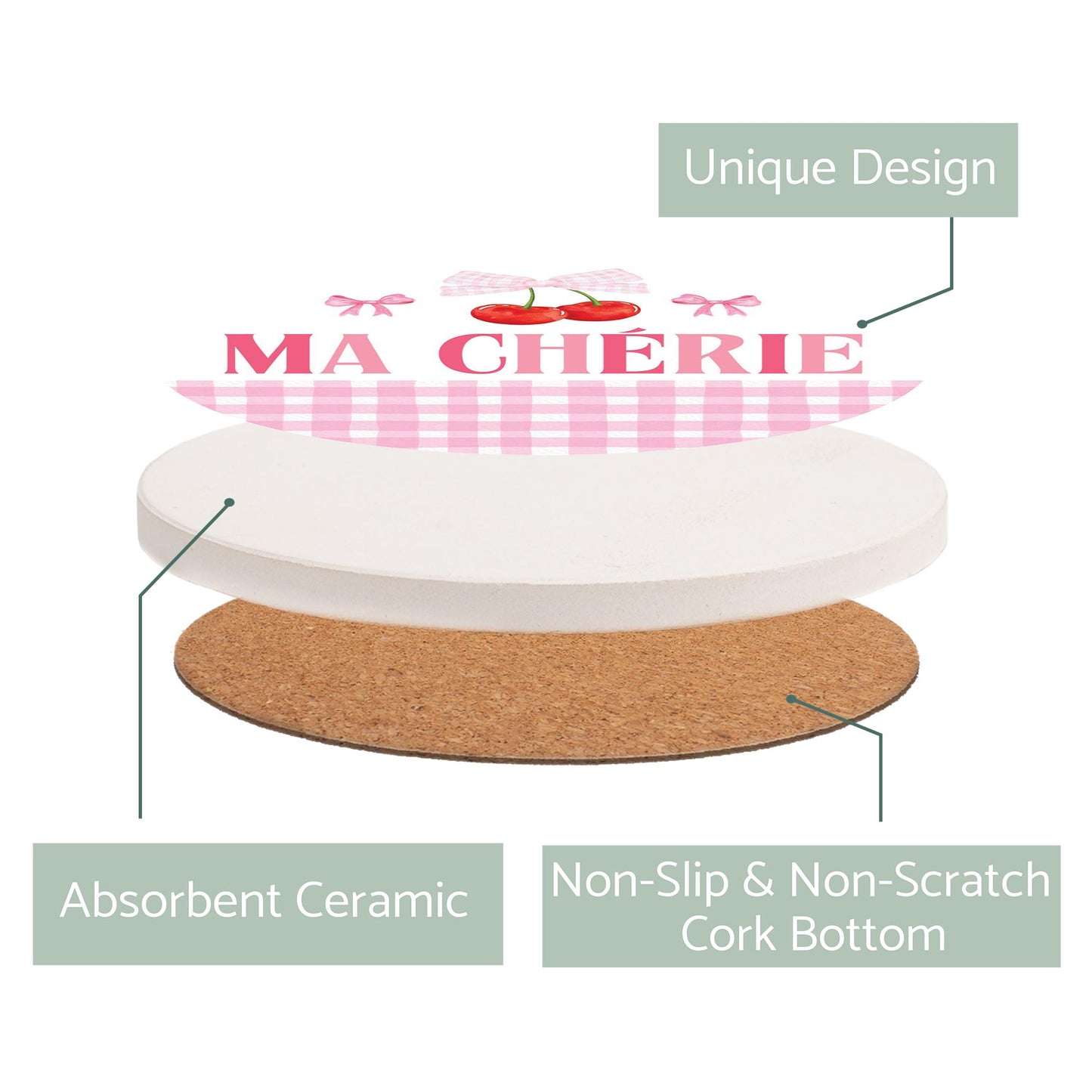 Ceramic Round Coaster-Ma Chérie