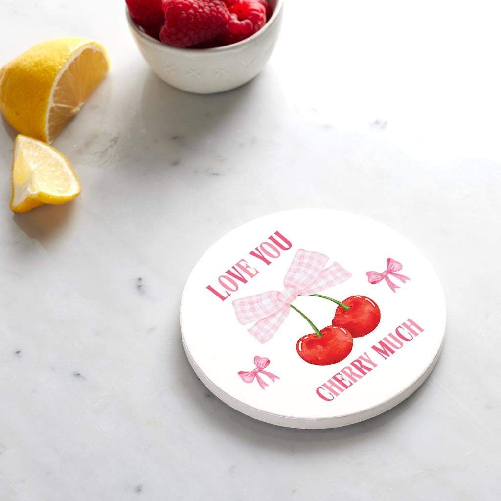 Ceramic Round Coaster-Love You Cherry Much