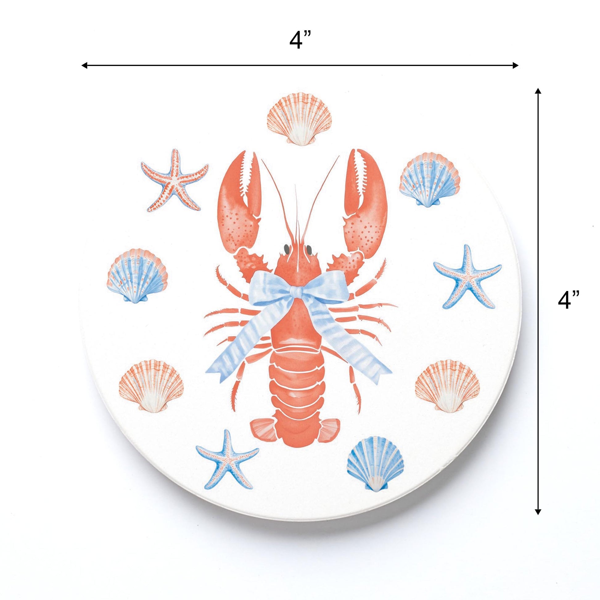 Ceramic Round Coaster-New England Tides Lobster -3