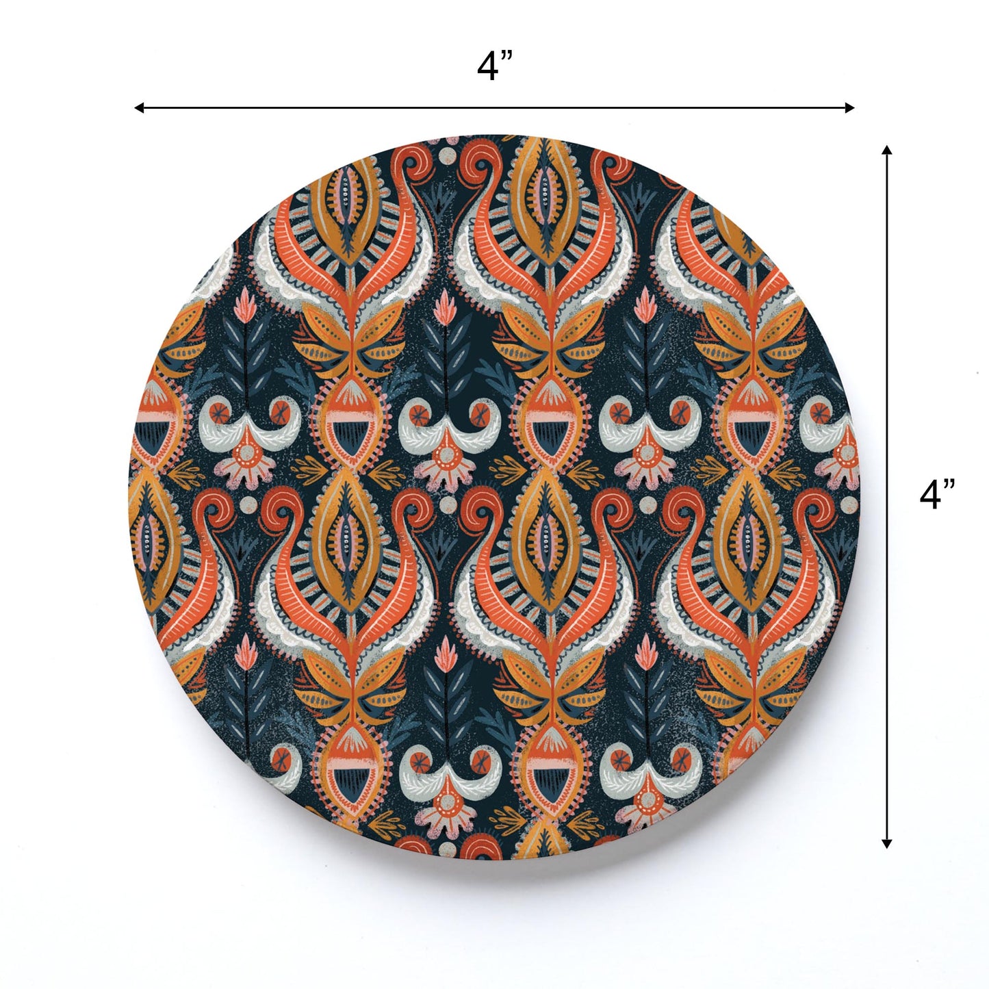 Ceramic Round Coaster-Pretty Things Abstract Pattern