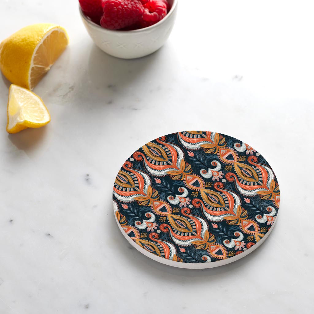 Ceramic Round Coaster-Pretty Things Abstract Pattern