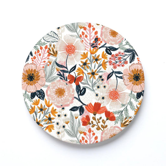 Ceramic Round Coaster-Pretty Things Floral Pattern