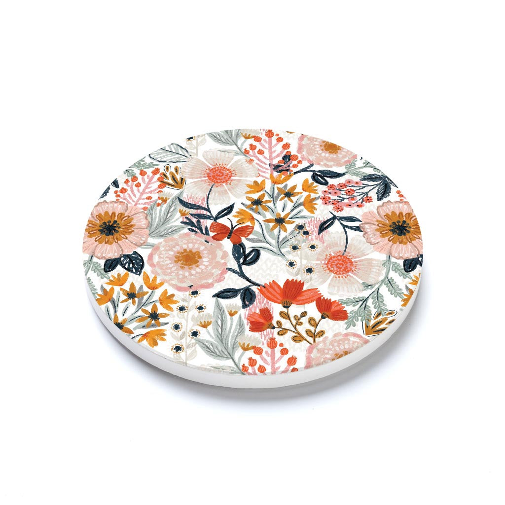 Ceramic Round Coaster-Pretty Things Floral Pattern