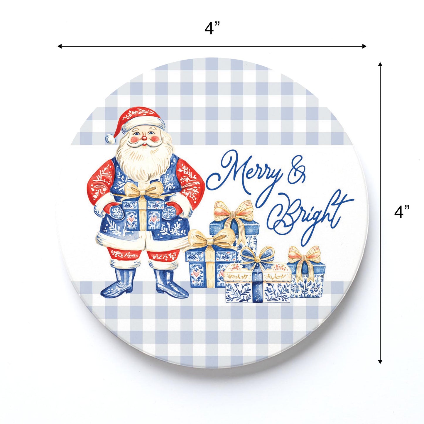 Ceramic Round Coaster-Blue Noel - A Grand Millennial Christmas -3