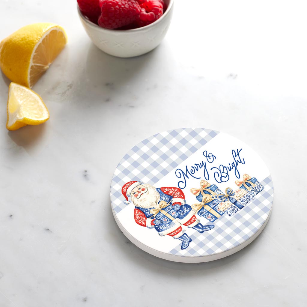 Ceramic Round Coaster-Blue Noel - A Grand Millennial Christmas -4