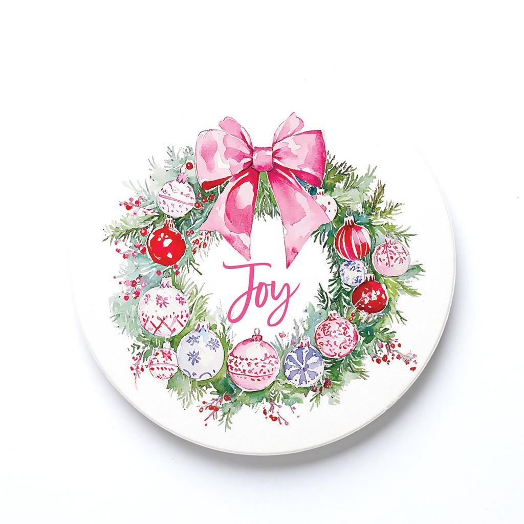 Ceramic Round Coaster-Blush & Baubles - A Grand Millennial Christmas -0
