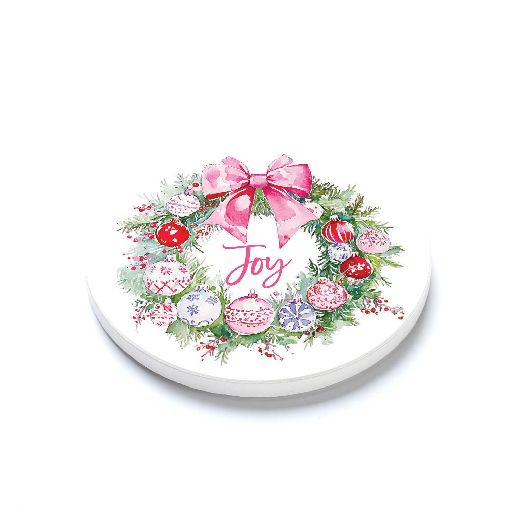 Ceramic Round Coaster-Blush & Baubles - A Grand Millennial Christmas -1