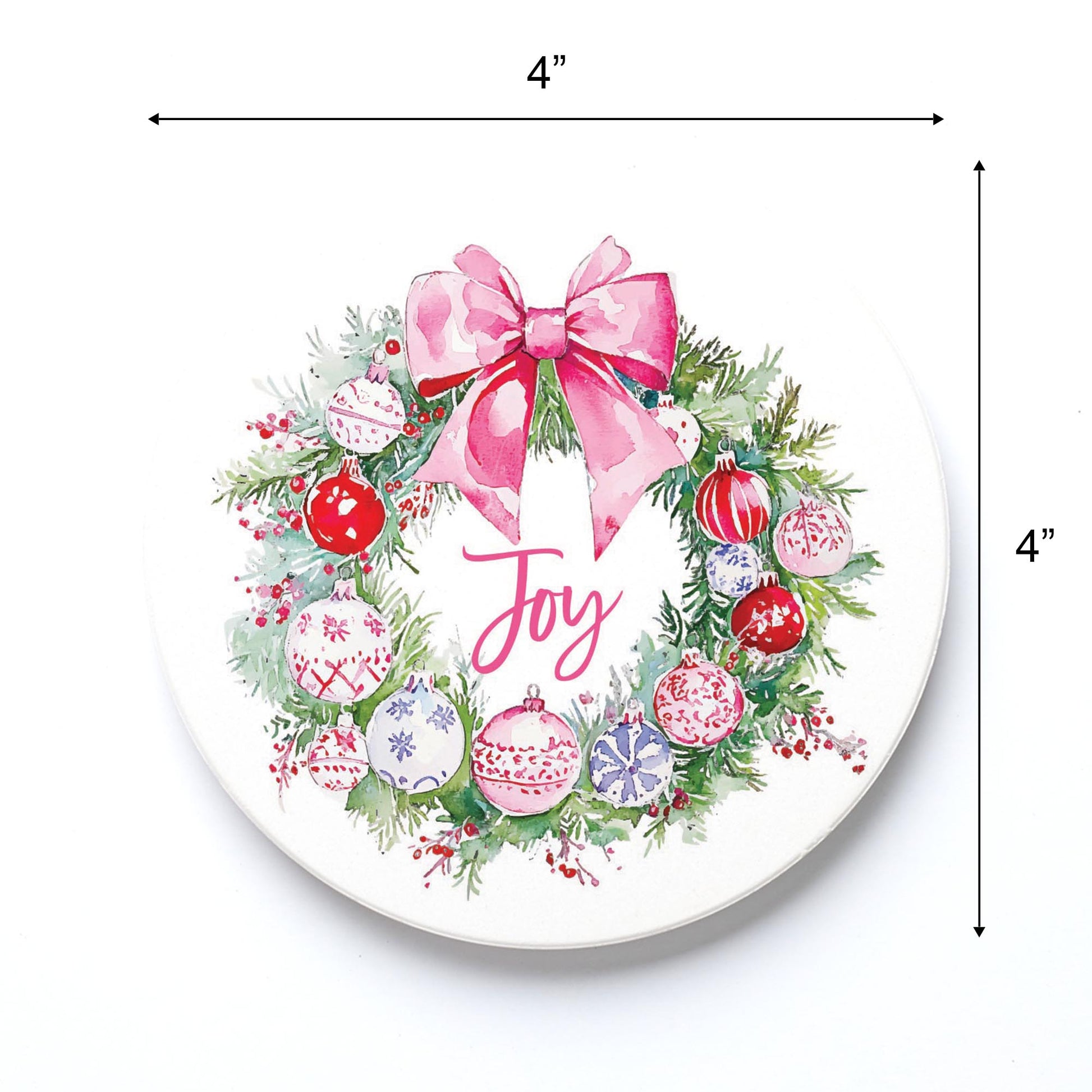 Ceramic Round Coaster-Blush & Baubles - A Grand Millennial Christmas -3