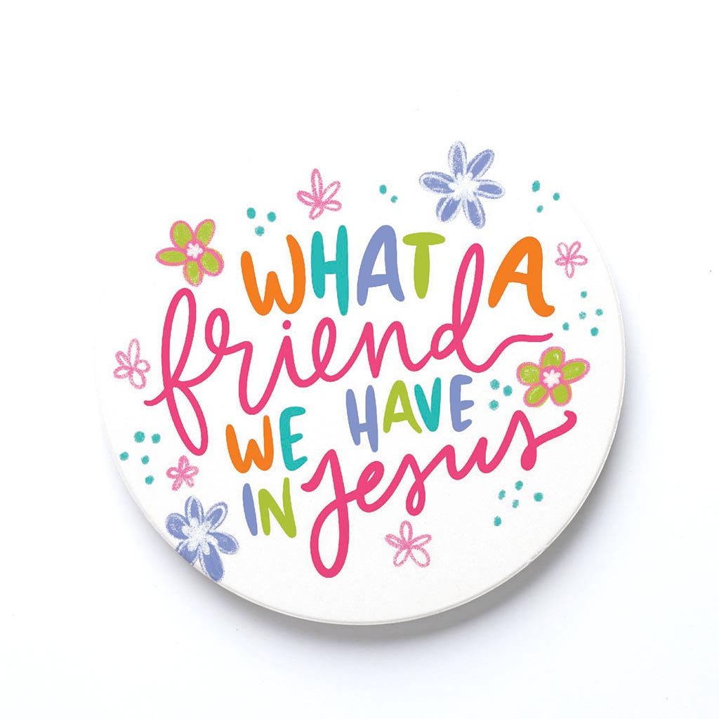 Ceramic Round Coaster-What A Friend We Have In Jesus -0