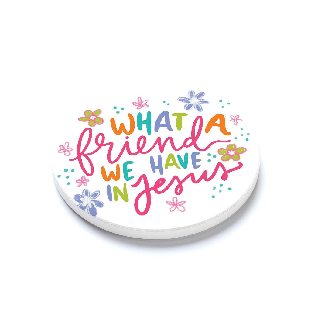 Ceramic Round Coaster-What A Friend We Have In Jesus -1