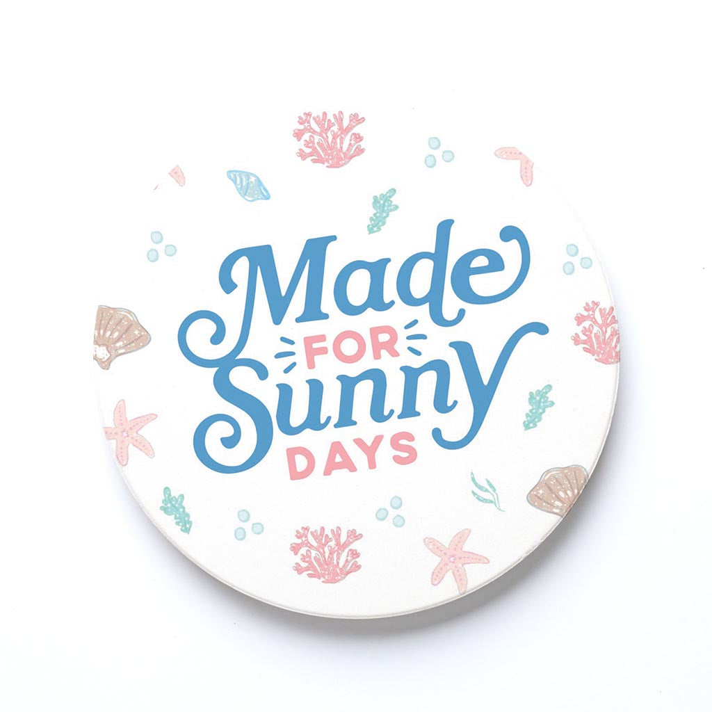 Ceramic Round Coaster-Made For Sunny Days Pastel Shells -0