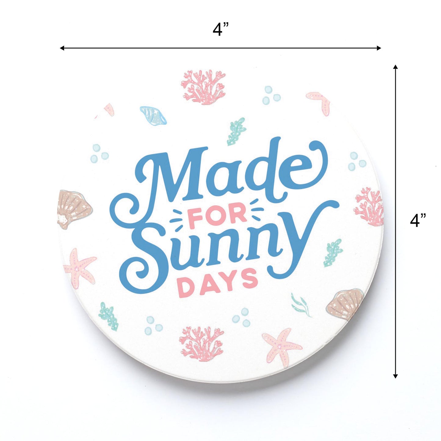 Ceramic Round Coaster-Made For Sunny Days Pastel Shells -3