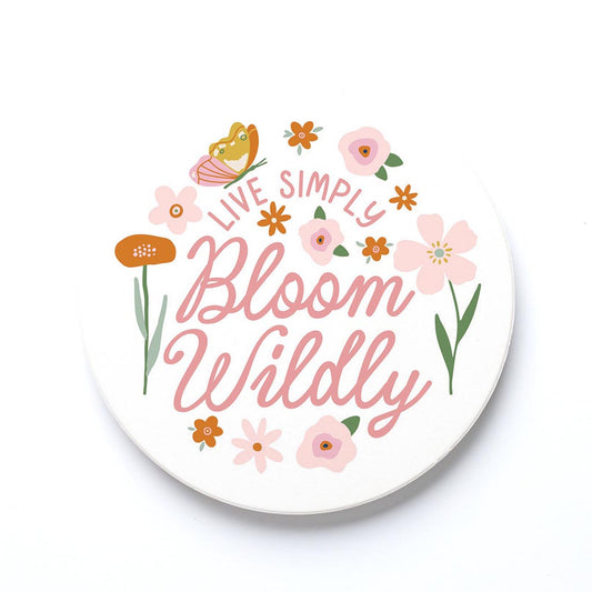 Ceramic Round Coaster-Spring Live Simply Bloom Wildly