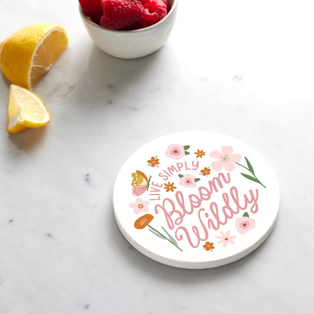 Ceramic Round Coaster-Spring Live Simply Bloom Wildly