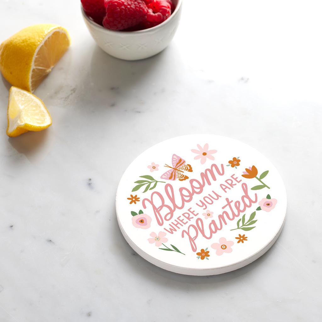 Ceramic Round Coaster-Spring Bloom Where You Are Planted