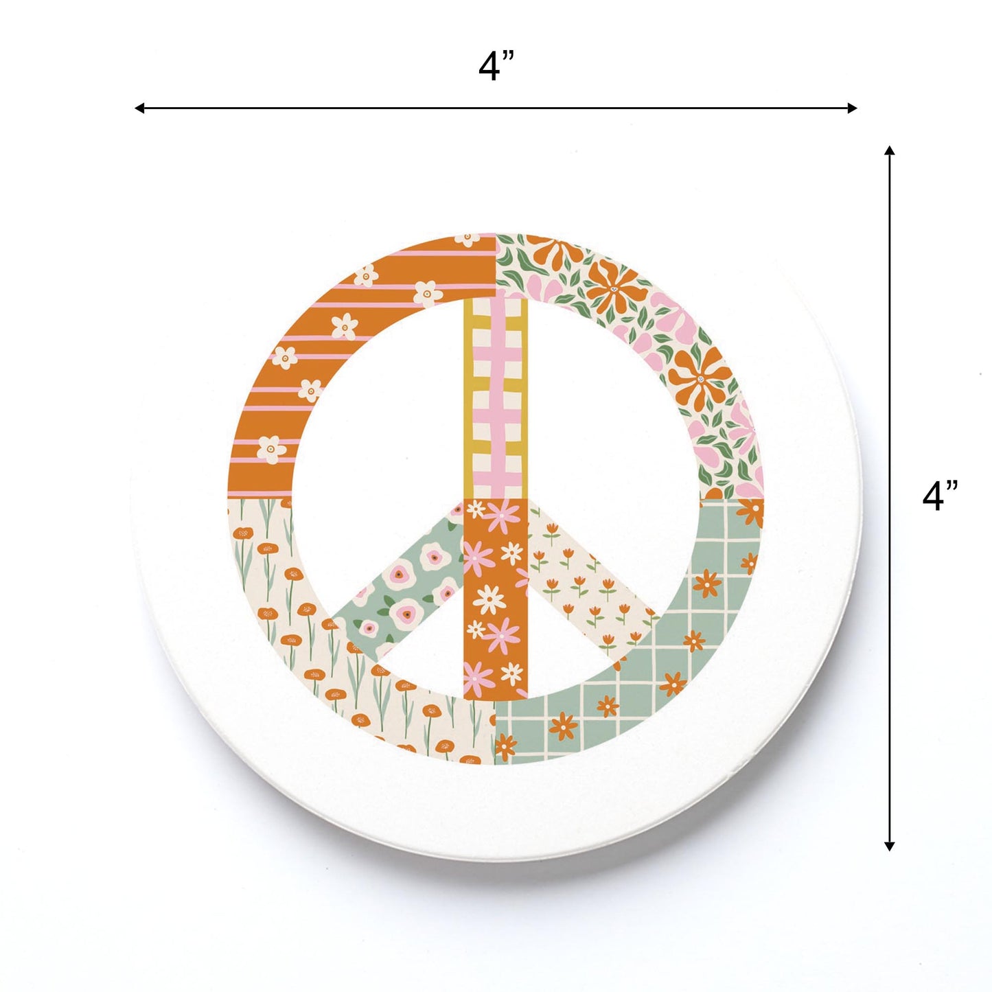 Ceramic Round Coaster-Spring Patch Peace Sign