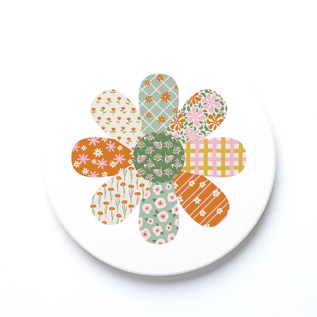 Ceramic Round Coaster-Spring Patch Flower