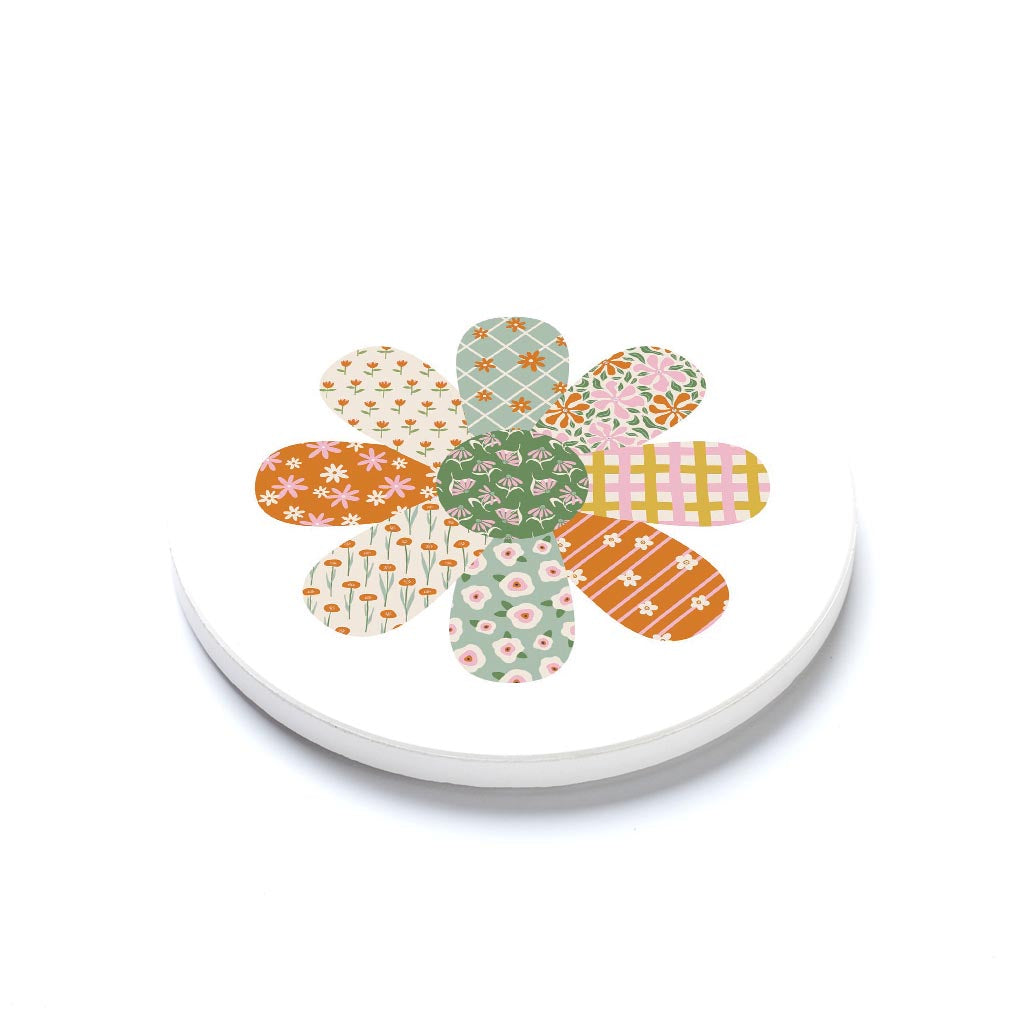 Ceramic Round Coaster-Spring Patch Flower