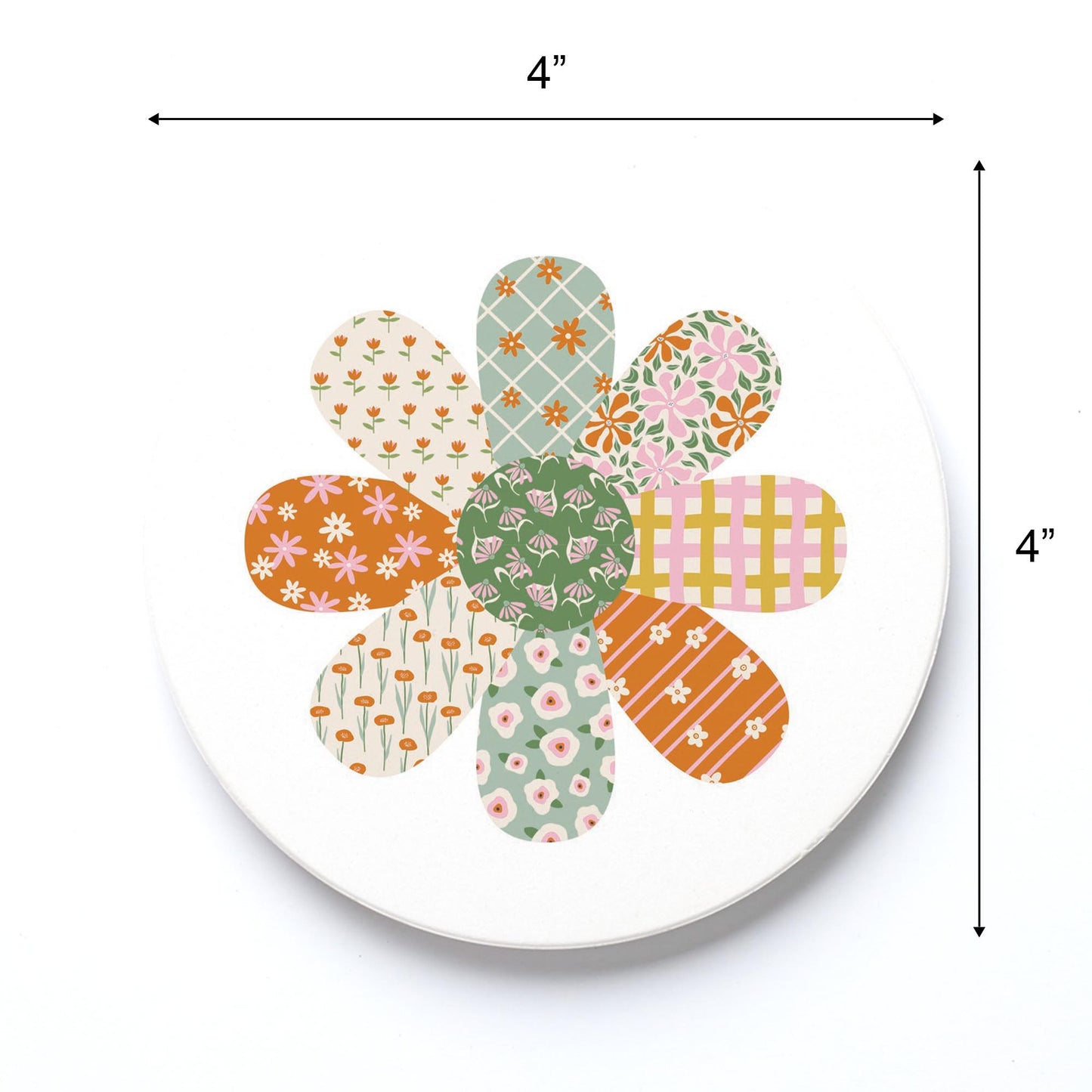 Ceramic Round Coaster-Spring Patch Flower