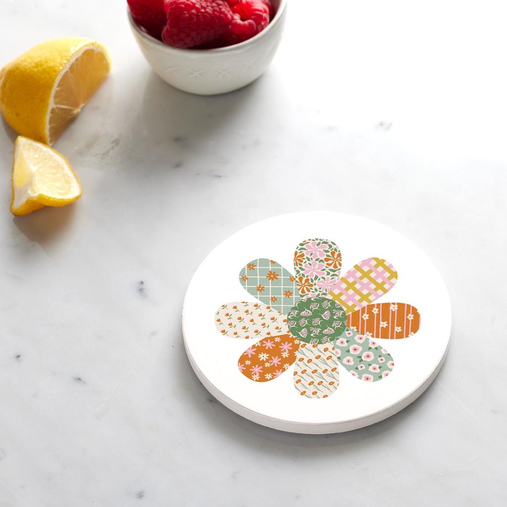 Ceramic Round Coaster-Spring Patch Flower