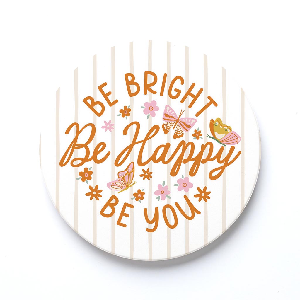 Ceramic Round Coaster-Spring Be Bright Be Happy