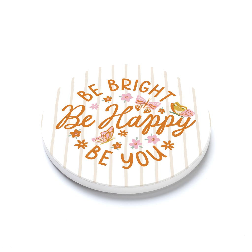 Ceramic Round Coaster-Spring Be Bright Be Happy