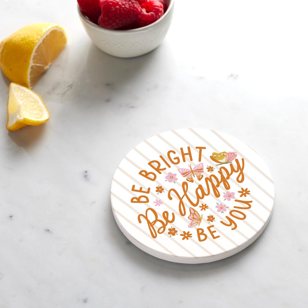 Ceramic Round Coaster-Spring Be Bright Be Happy