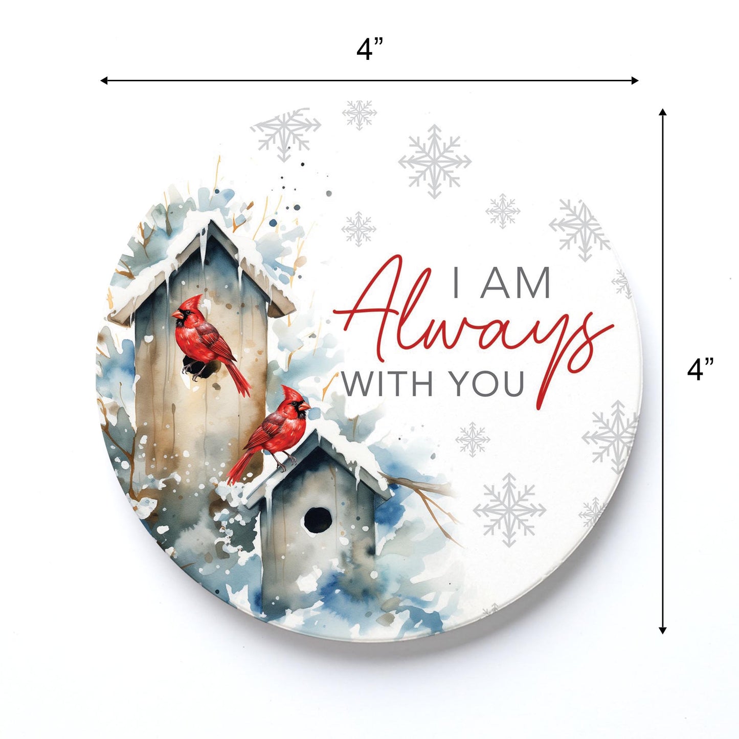 Ceramic Round Coaster-Cardinal Christmas Always With You -3